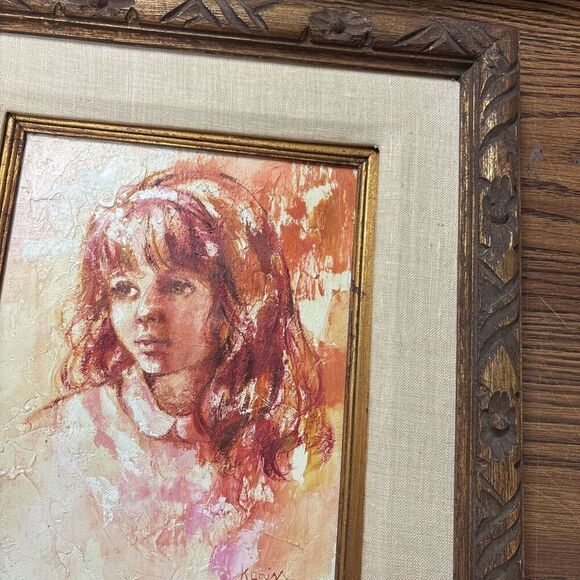 Signed Korin / Korim Vintage Frame Signed Child Portrait Oil Painting Must See! - Picture 4 of 11